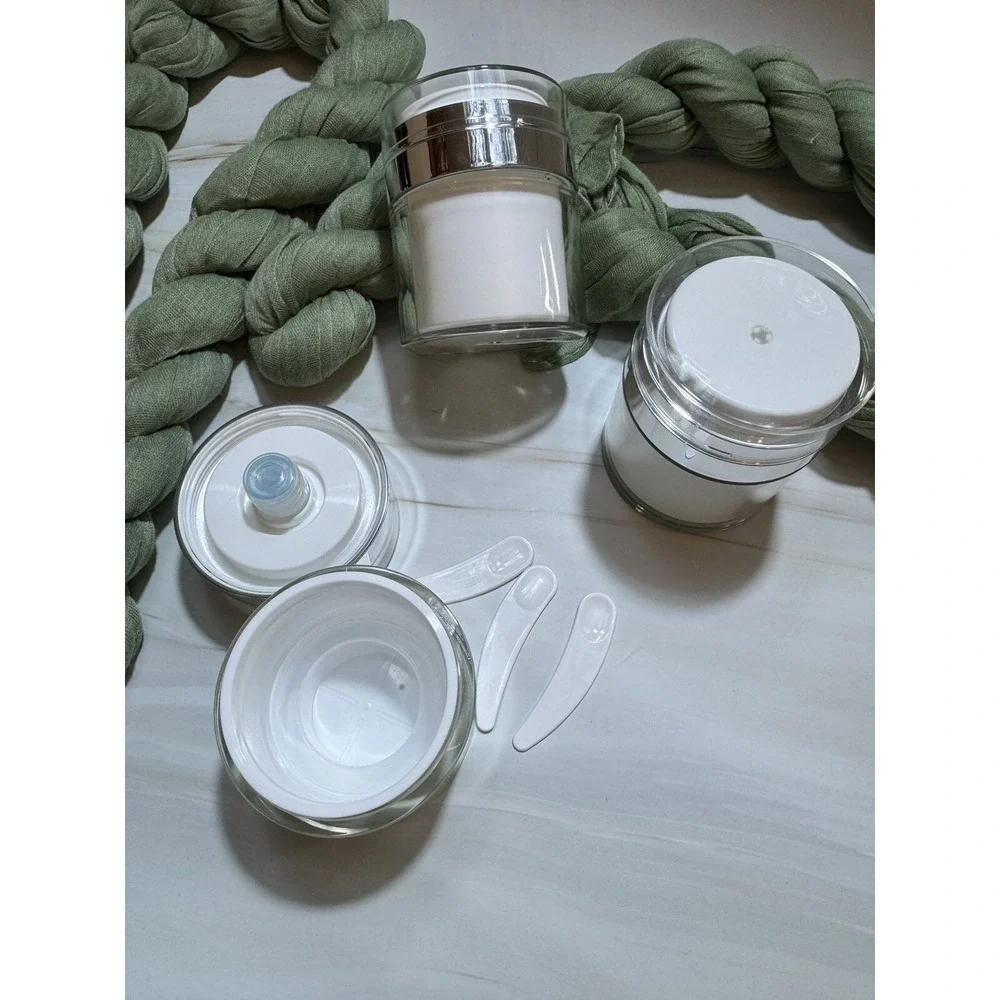 3 Pcs Pp Press Cream Jar Travel Face Lotion Pot‎ Cosmetic Vacuum Bottle 1.7 Oz